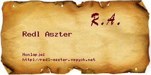 Redl Aszter névjegykártya